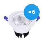Mehrfachpackung 6x LED Downlight Rund Schwenkbar 12W 960lm 60D - 930 Warmweiß | 110mm - Ausschnitt 90mm - UGR <19