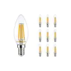 Mehrfachpackung 10x Noxion Lucent LED E14 Kerze Fadenlampe Klar 4.5W 470lm - 827 Extra Warmweiß | Ersatz für 40W
